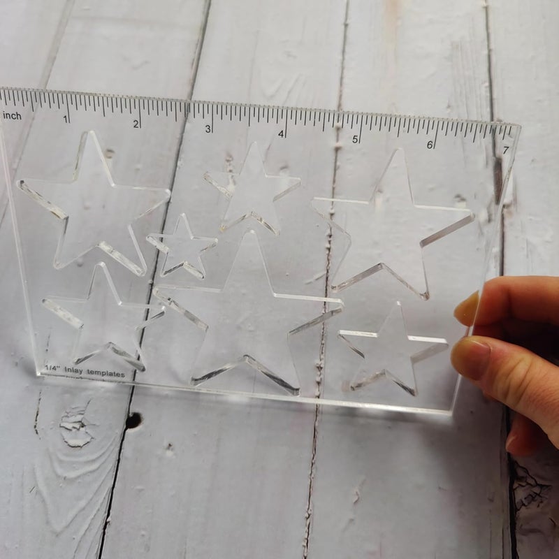 KINGRIA 7 in1 Bowtie Jia Router Template for Woodworking 1/4'' Thick DIY Router Template Jig Kit Acrylic Star Inlay Template Decorative Guide (Star) - Image 3
